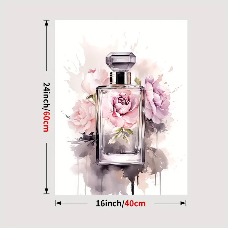 Framed Fashion Canvas Print Poster, Flowers Perfume Handbag High