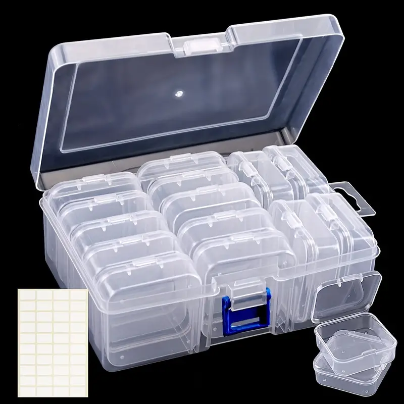 1 Storage Kit 14 Square Mini Boxes In Transparent Boxes 1 - Temu