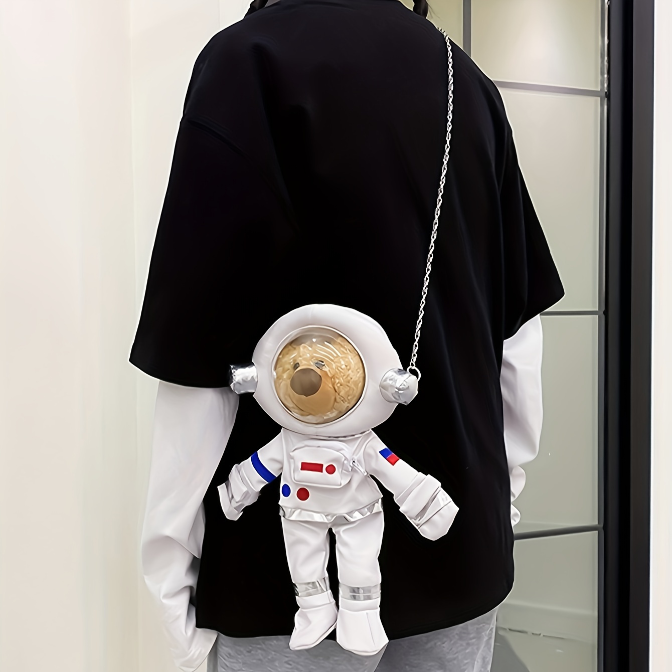 Space Astronaut Hood Rabbit Keychain Ladies Exquisite Bag Keyring  Decoration Fashion Couple Car Pendant Charm Key Chains