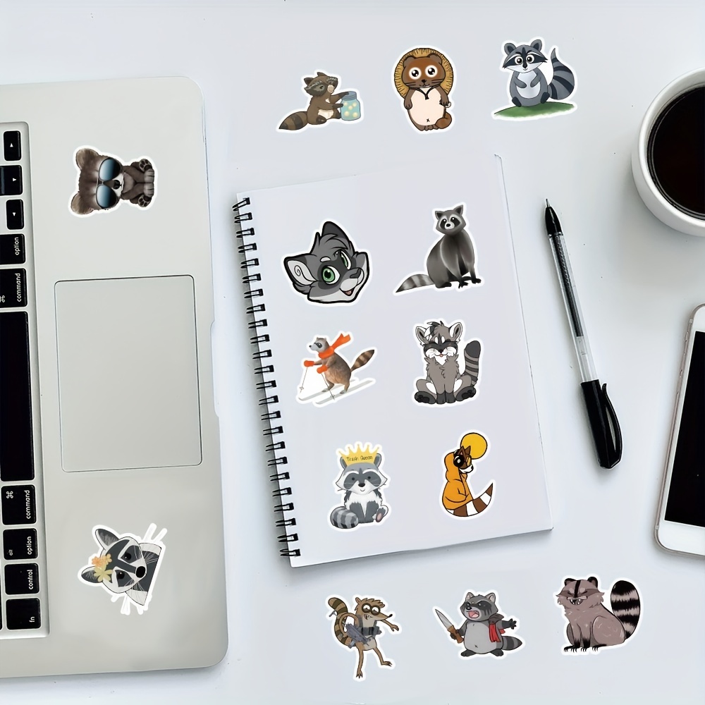 100 PCS Raccoon Stickers Cute Northern Woodland Animals Decals for Laptop  Bumper Skateboard Computer Water Bottles Phone Cute Animal Stickers for  Kids