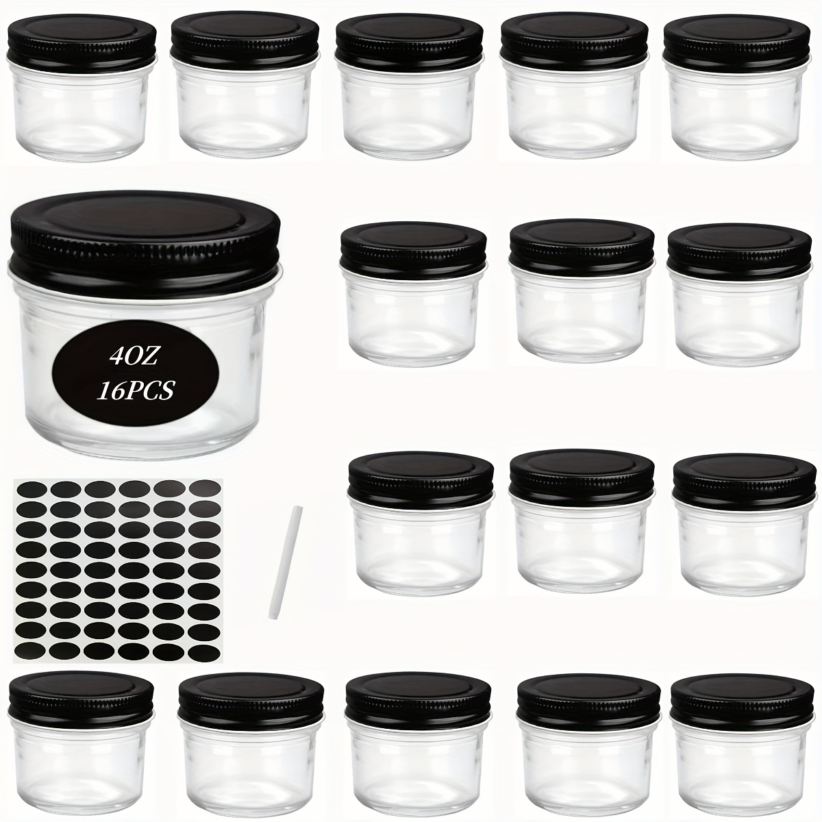 4oz Glass Jars With Regular Lids,Mini Wide Mouth Mason Jars,Clear