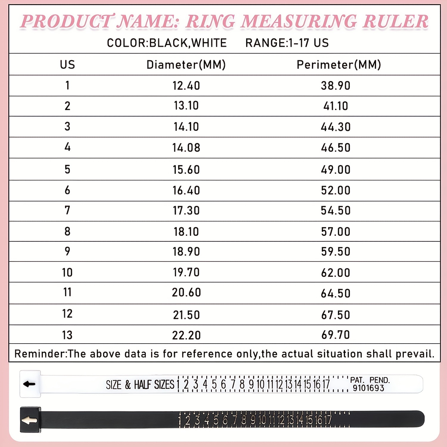UOUYOO 2 Pcs 1-17 USA Ring Sizer Measuring Tool Plastic Ring Sizer Measuring Set Finger Measurer Jewelry Sizing Tools Gauge Measure Tool Rings Size Finger
