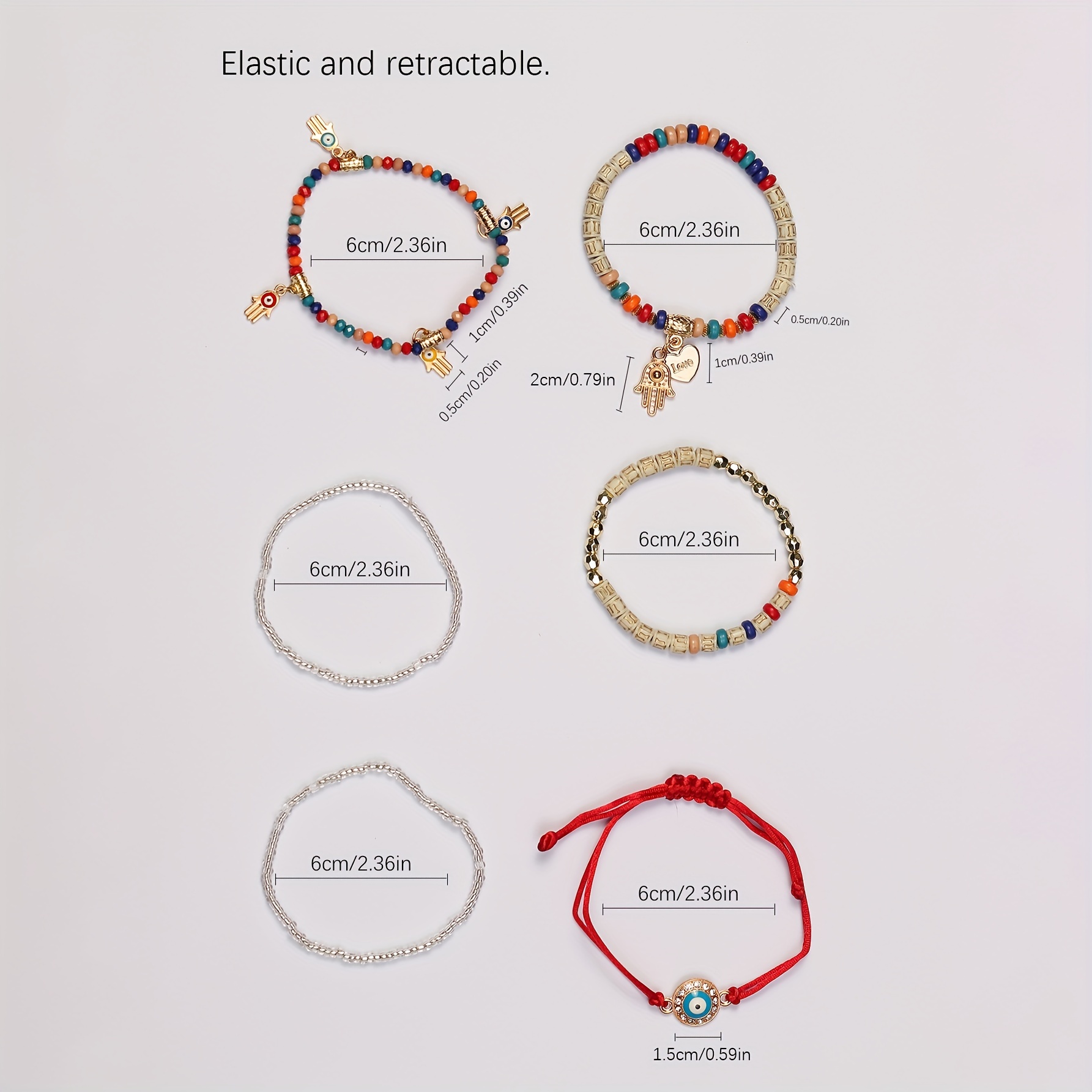 6 Pcs Multilayer Boho Beaded Bracelet Set for Men and Women
