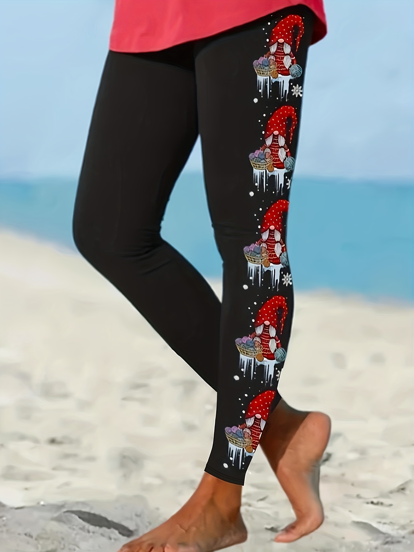 Plus Size Christmas Leggings Women's Plus Santa Claus Print - Temu