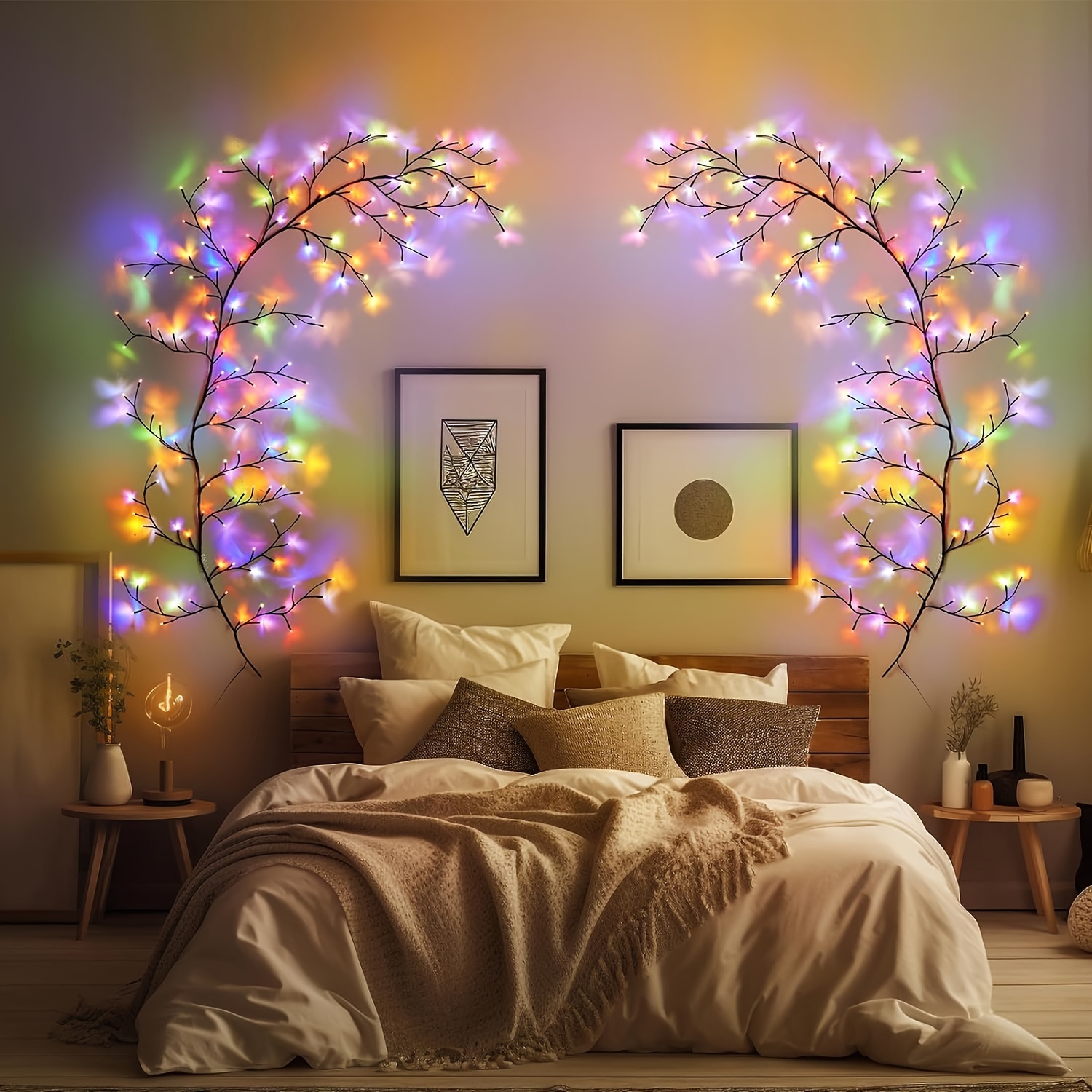 

1pc 1.8m/5.9ft Artificial Branches With Light 96 Leds Usb Plug In 8 Lighting Modes Wall Decoration Willow Vine Light For Valentine's Day Christmas Bedroom Home Party Birthday Decoration Eid Mubarak