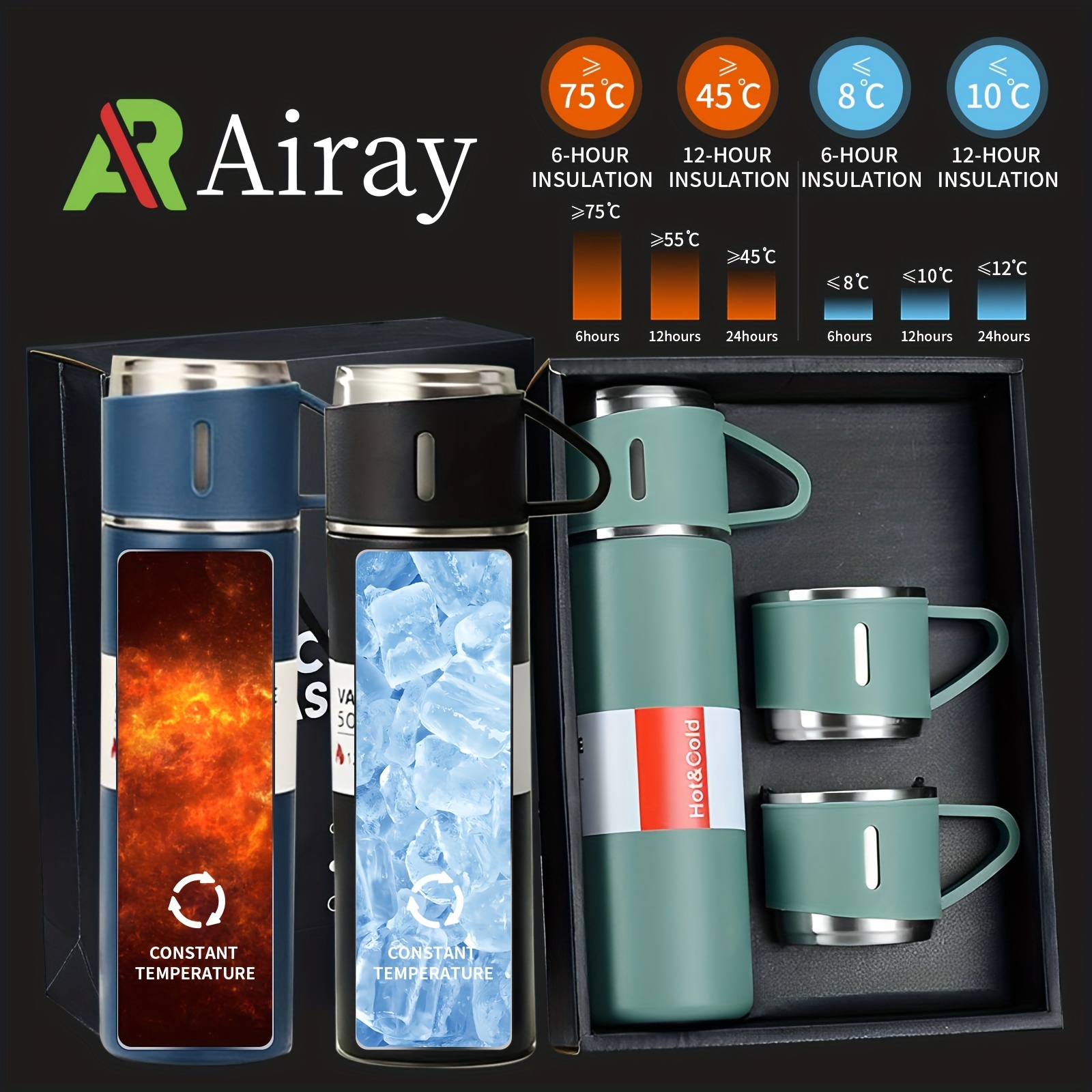 

Stainless Steel Thermal Mug Gift Set 500 Ml, Stainless Steel Tea Cup, Double Layer Insulation Water Bottle For Men Women Driving Camping Hiking