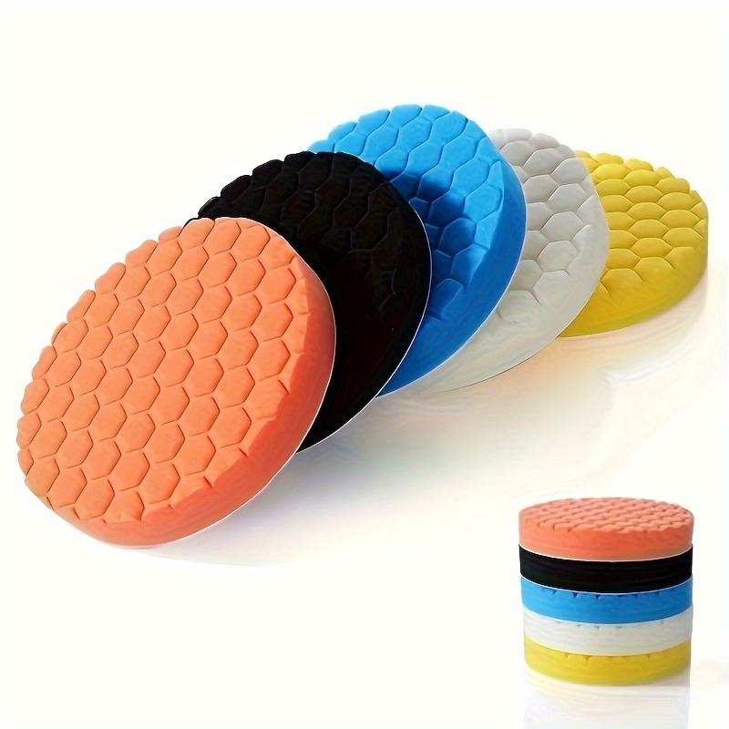 

1set 4/5/6 Inch Diamond Cutting Polishing Pad Wheel Kit, Hexagonal Pattern With Sponge Cushion For Car Polishing, Car Cleaning Supplies