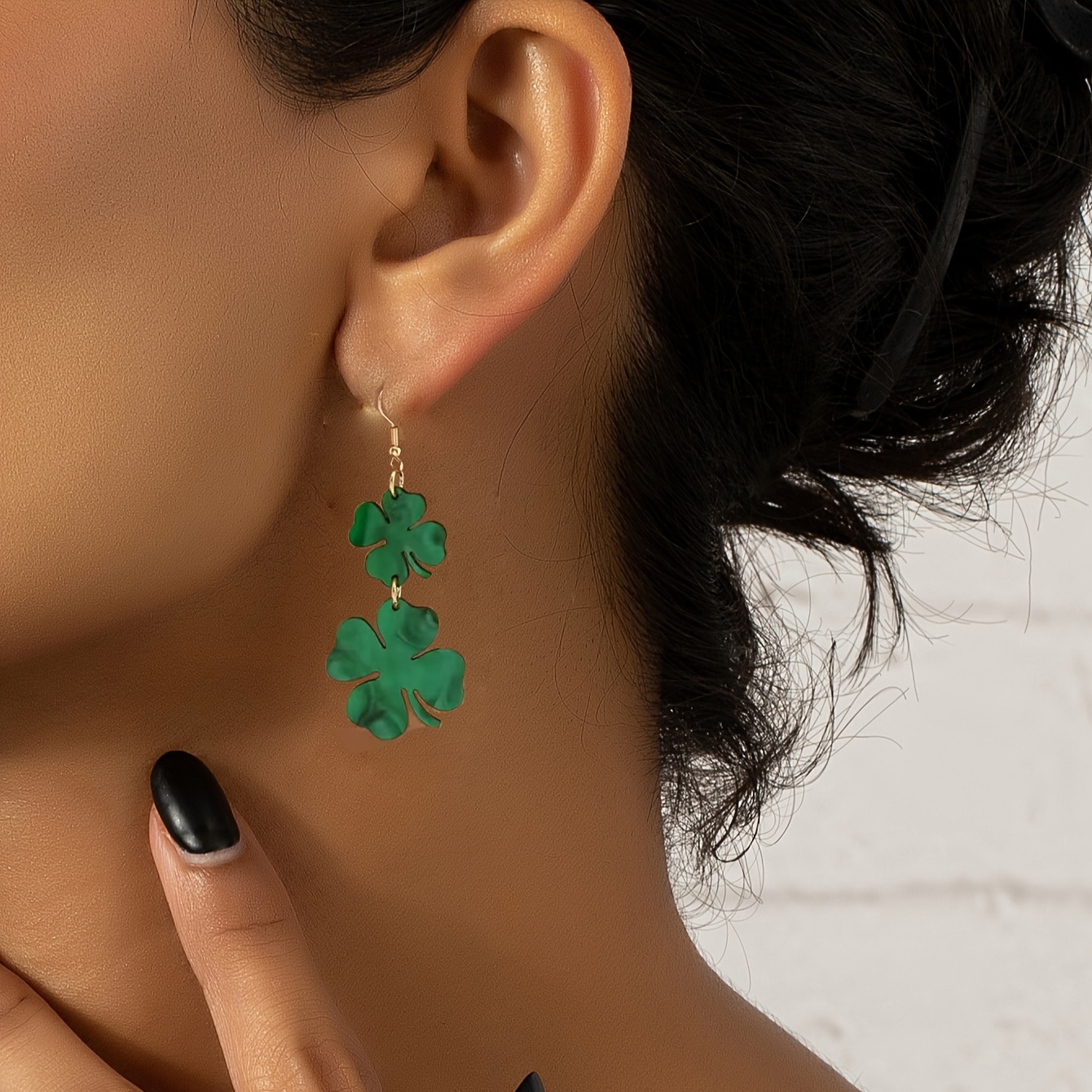 

Boucles D'oreilles Élégantes En Forme de Trèfle Vert Pour La Saint-Patrick, Parfaites Pour Les Vacances Et Porte-bonheur Pour Les Femmes