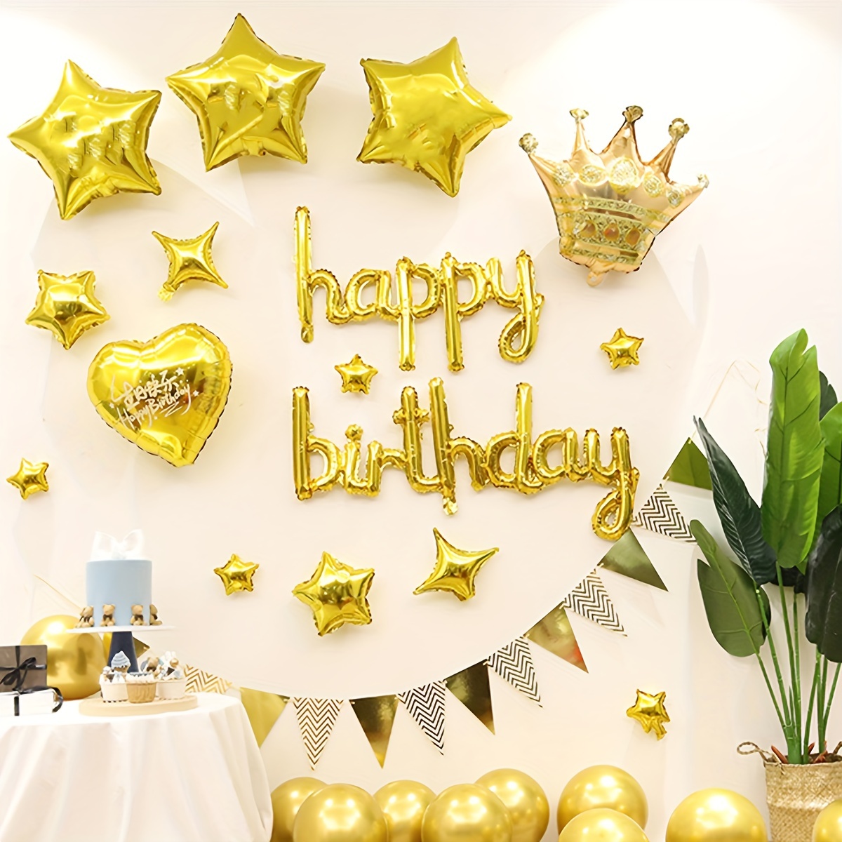 Happy Birthday Balloons Happy Birthday Balloon Set Birthday Party Decor  Party Decor Gifts Birthday Celebration Gold Balloons 