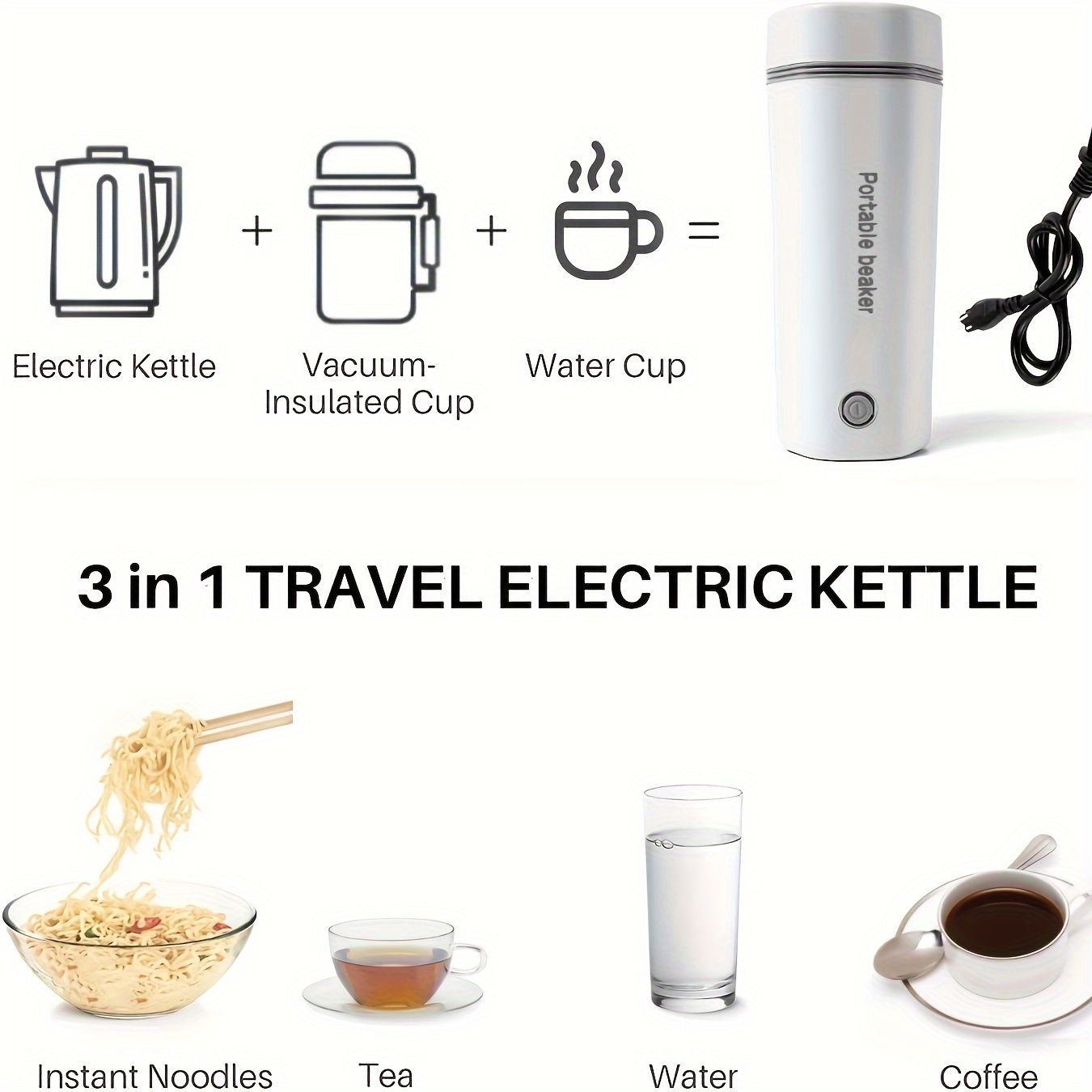  Portable Travel Kettle, Portable Mini Heating Cup, 3
