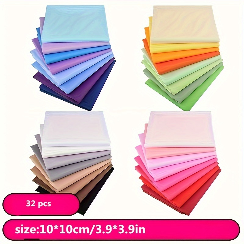 

32pcs Solid Color Twill Cotton Fabric, 4 Colors, Cute Handmade Patchwork Diy Patchwork, Packing Cloth, Creative Cloth, Doll Jewelry Packing Cloth