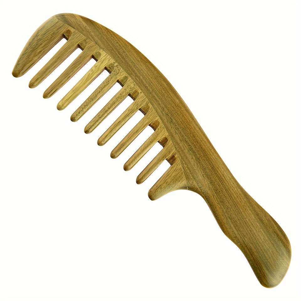 Peigne en bois à dents larges pour cheveux bouclés