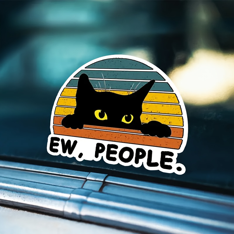 Cute Cat Pattern Car Sticker Interesting Slogan Of Ew People - Temu ...