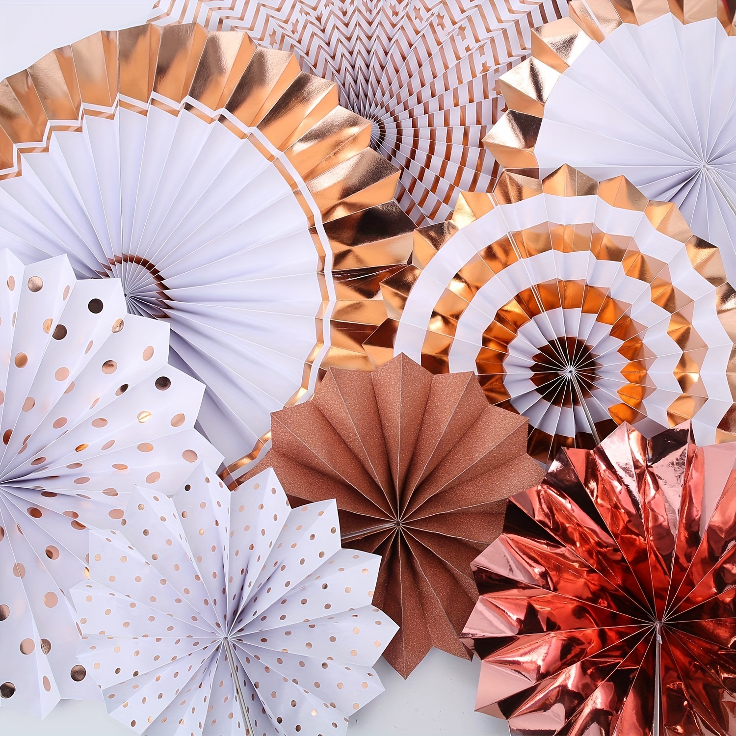 Party Hanging Paper Fans Rose Golden Paper Round Fans - Temu