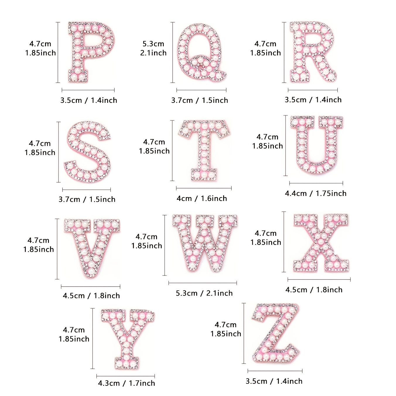  26 Pcs Rhinestone Iron On Letters Patches For DIY
