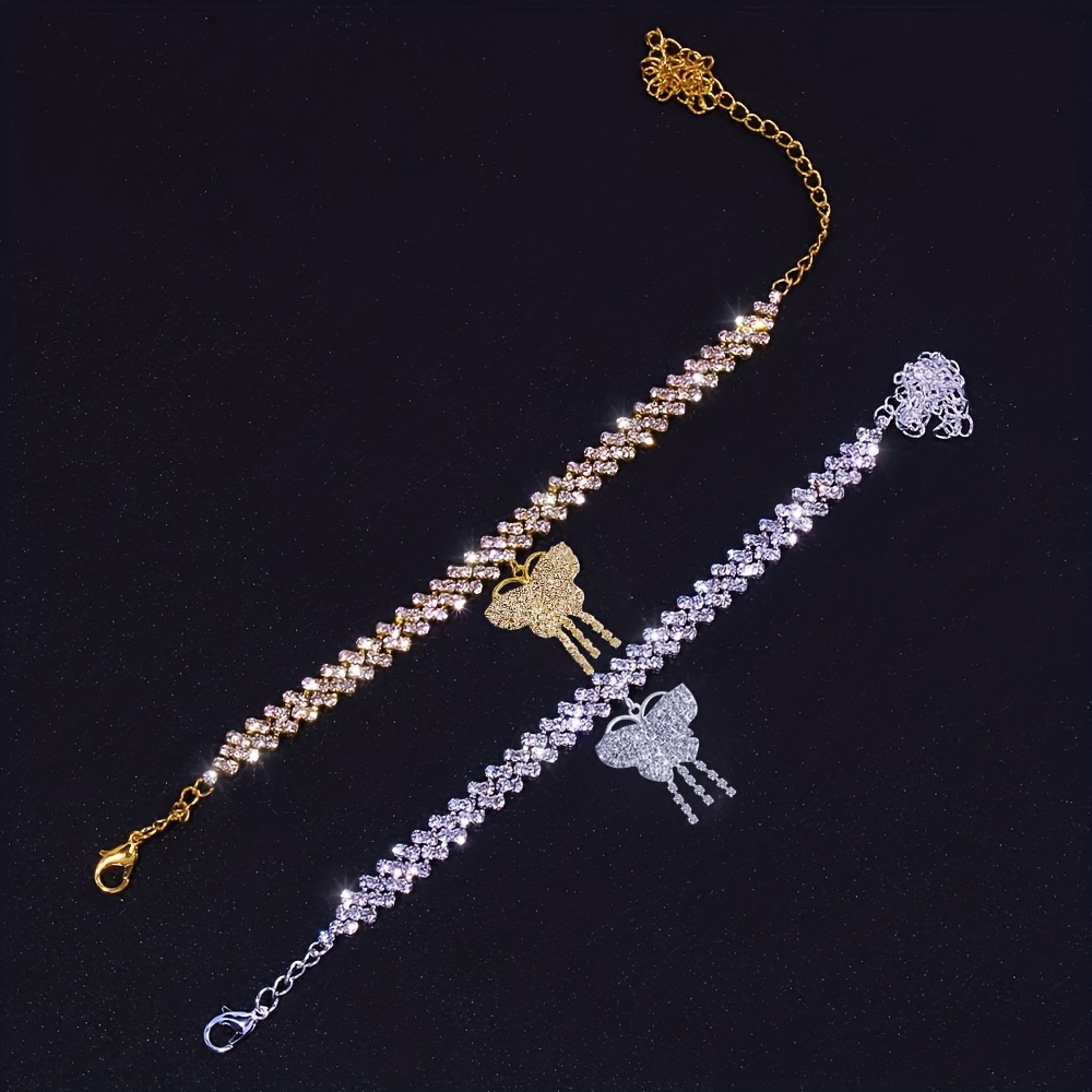 Rhinestone Butterfly Anklet for Women