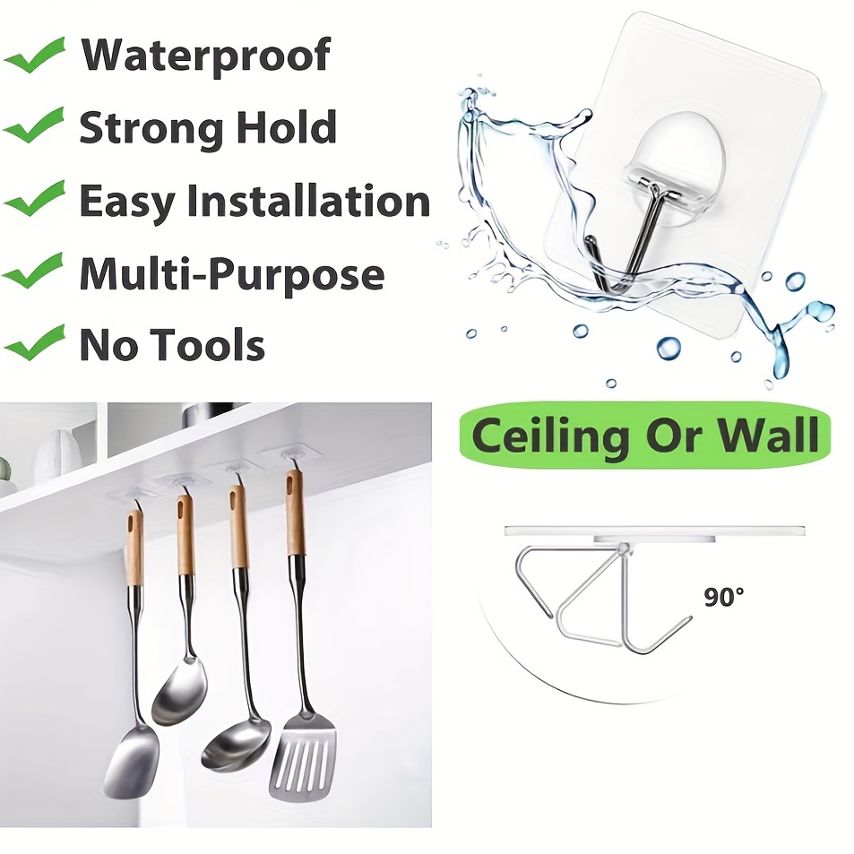 Heavy Duty Acrylic Wall Hooks Waterproof Transparent And - Temu