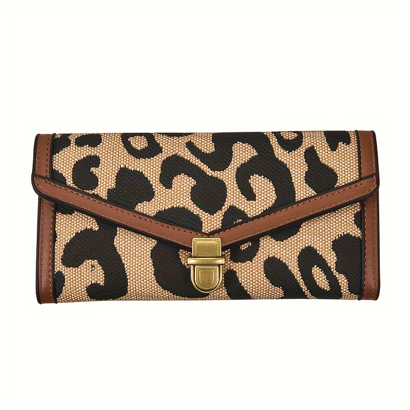 TEMU Classic Leopard Pattern Long Wallet, Clutch Coin Purse, Purse For Women