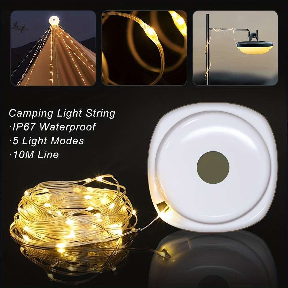 Portable LED Camping String Lights Retractable USB Camping Emergency Tent  Lamps