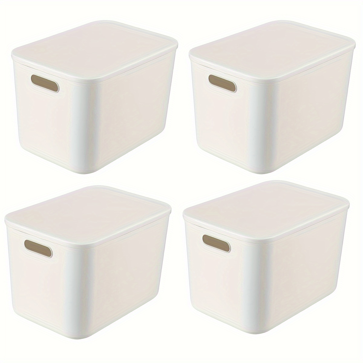 White Plastic Storage Box Lid Stackable Storage Basket - Temu