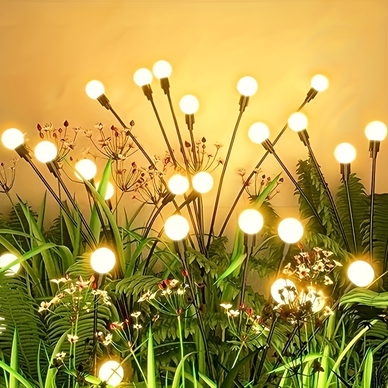 4pcs lumières luciole à énergie solaire, lumières de jardin luciole pour lumières  décoratives extérieures de paysage de voie, blanc chaud