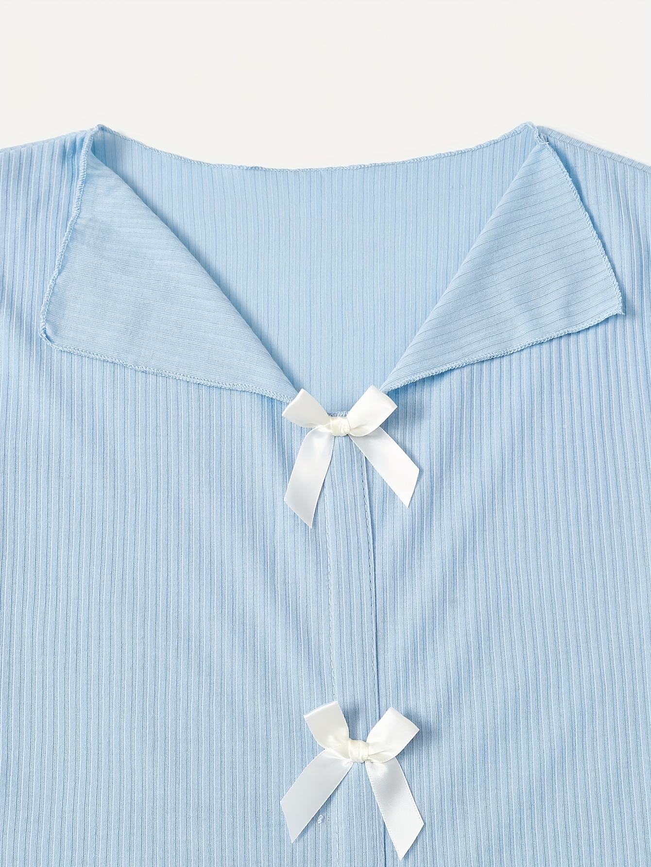 Bow Ribbed Lounge Set Top & Shorts Women's Loungewear