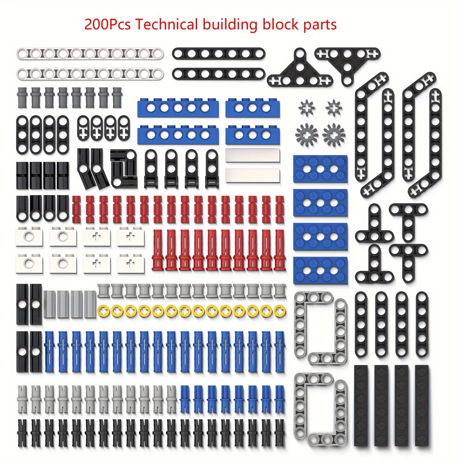 

200pcs, Connector Set For Technic Series Parts, Diy Assortment Pack (liftarm, Pins, Axles, Connectors) For Technic Building Blocks Set