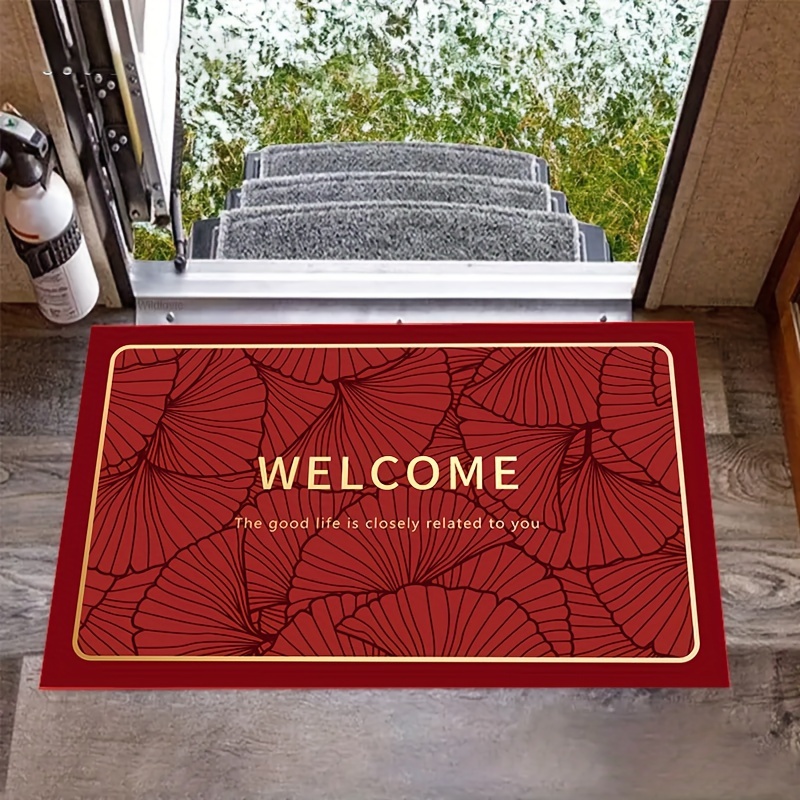 1pc Red Door Mat, With Durable Non-slip Rubber Backing, Large Welcome Mat  On Both Sides, Suitable For Front Doors, Easy To Clean, Entrance Mat, Suitab