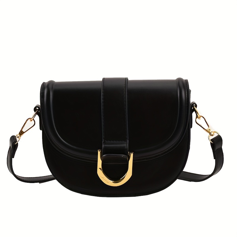 Black Leather Saddle Bag Mini Black Crossbody Bags for Women 