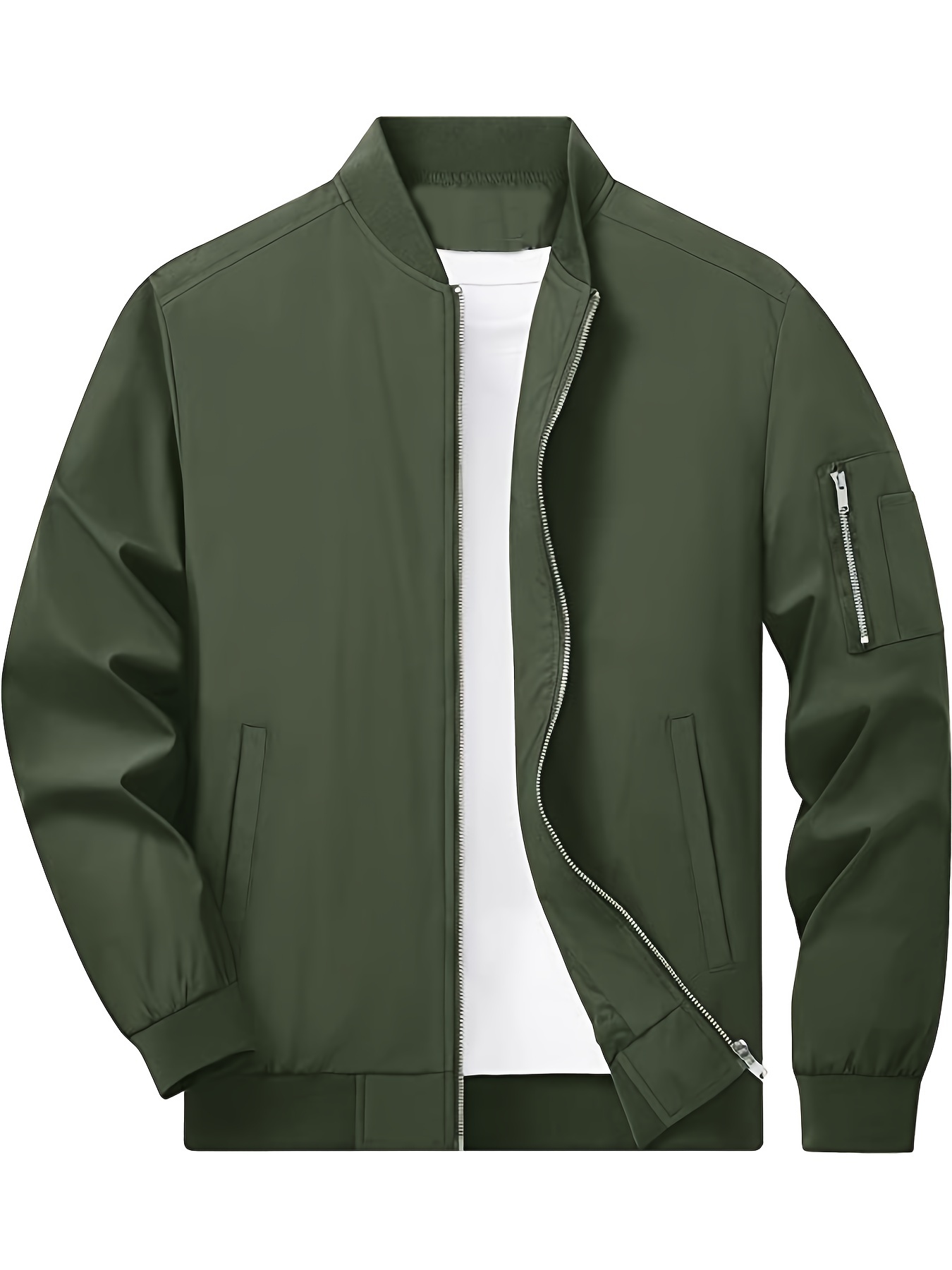 Veste Survetement Homme - Homme décontracté solide côté couture poche veste  col montant manches longues fermeture éclair bouton mouche poche manteau