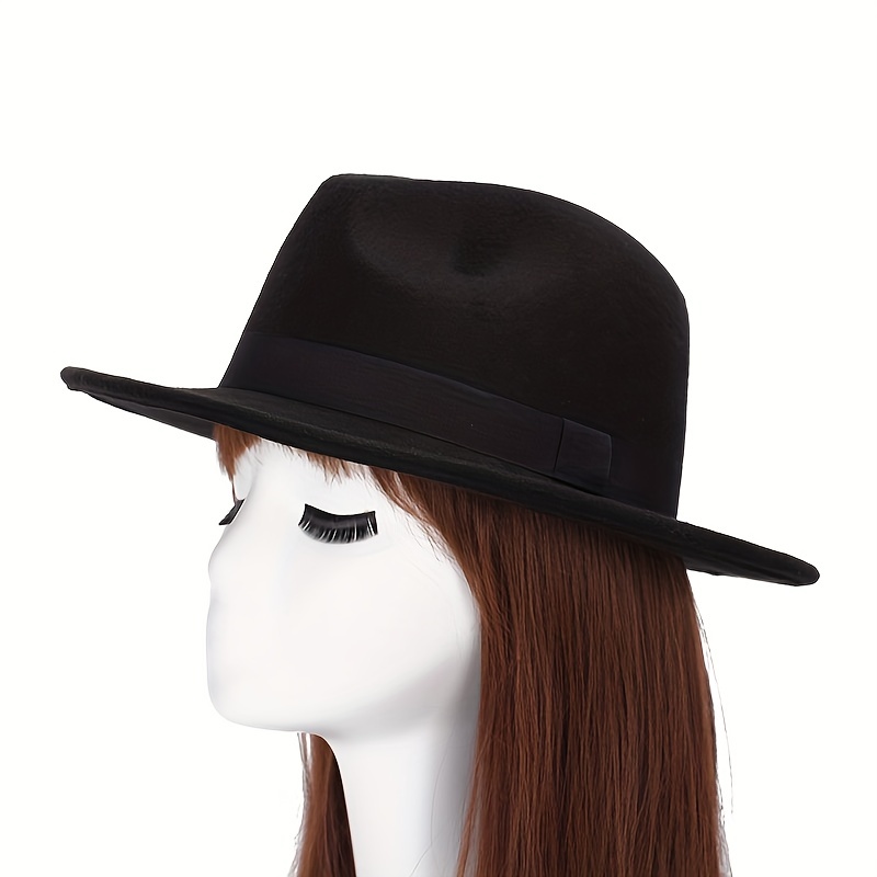 Fashion Women Fedora Hat Wide Brim Jazz Church Vintage - Temu