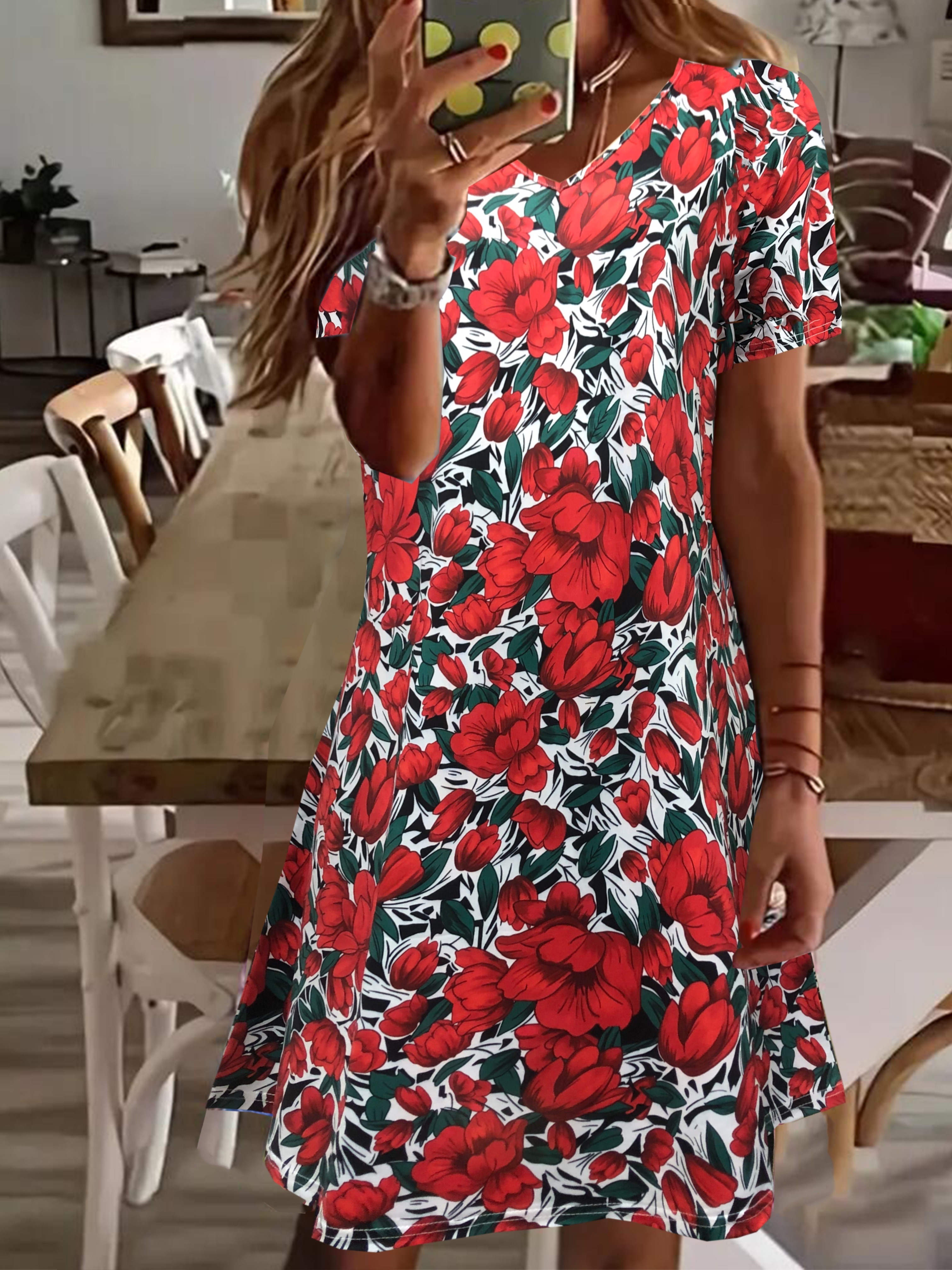 Vacay Dress Plus Size Women S Plus Allover Floral Print Temu Australia