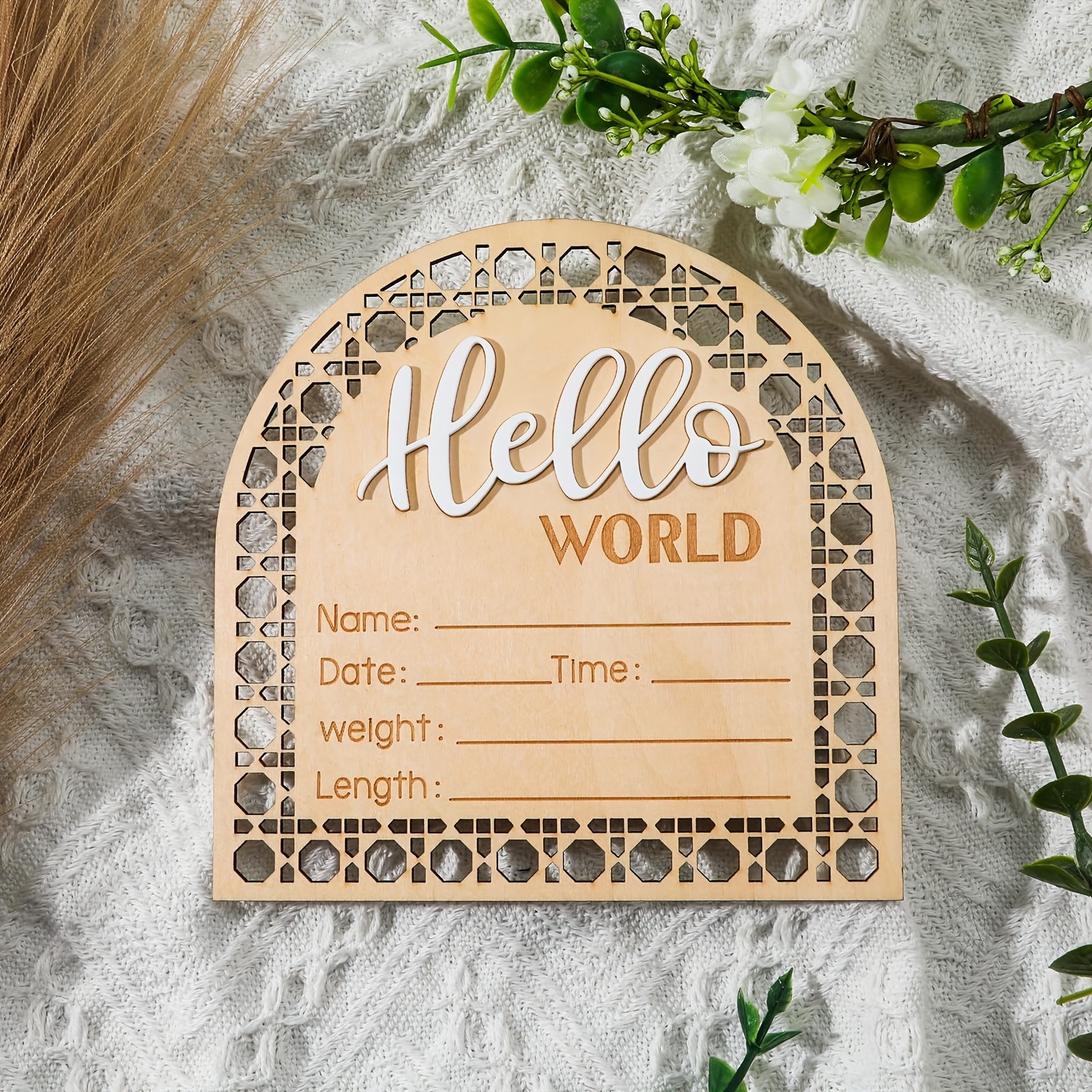 Panneau d'annonce de nouveau-né Hello World, panneau de bienvenue pour  nouveau-né, plaque en bois, carte de bienvenue pour nouveau-né, 1PC -  AliExpress