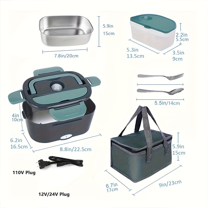 2 IN 1 Electric Lunch Box, 2-in-1 Plug-in Heated Lunch Box, 110V