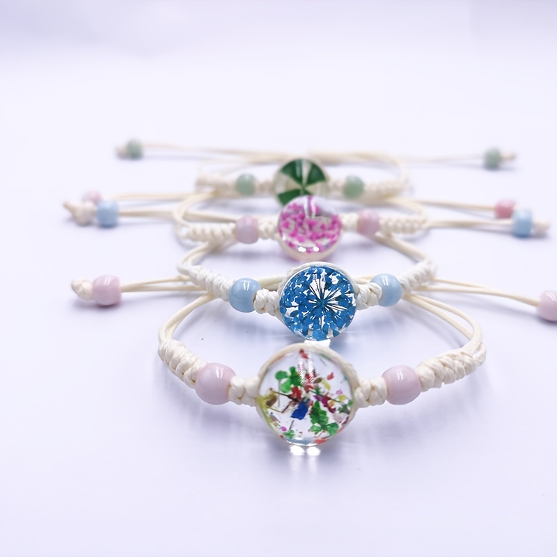 Cute Pink Crystal Bead Bracelet Flower Dream Catcher Charm Bracelet I Love You Little Priceness