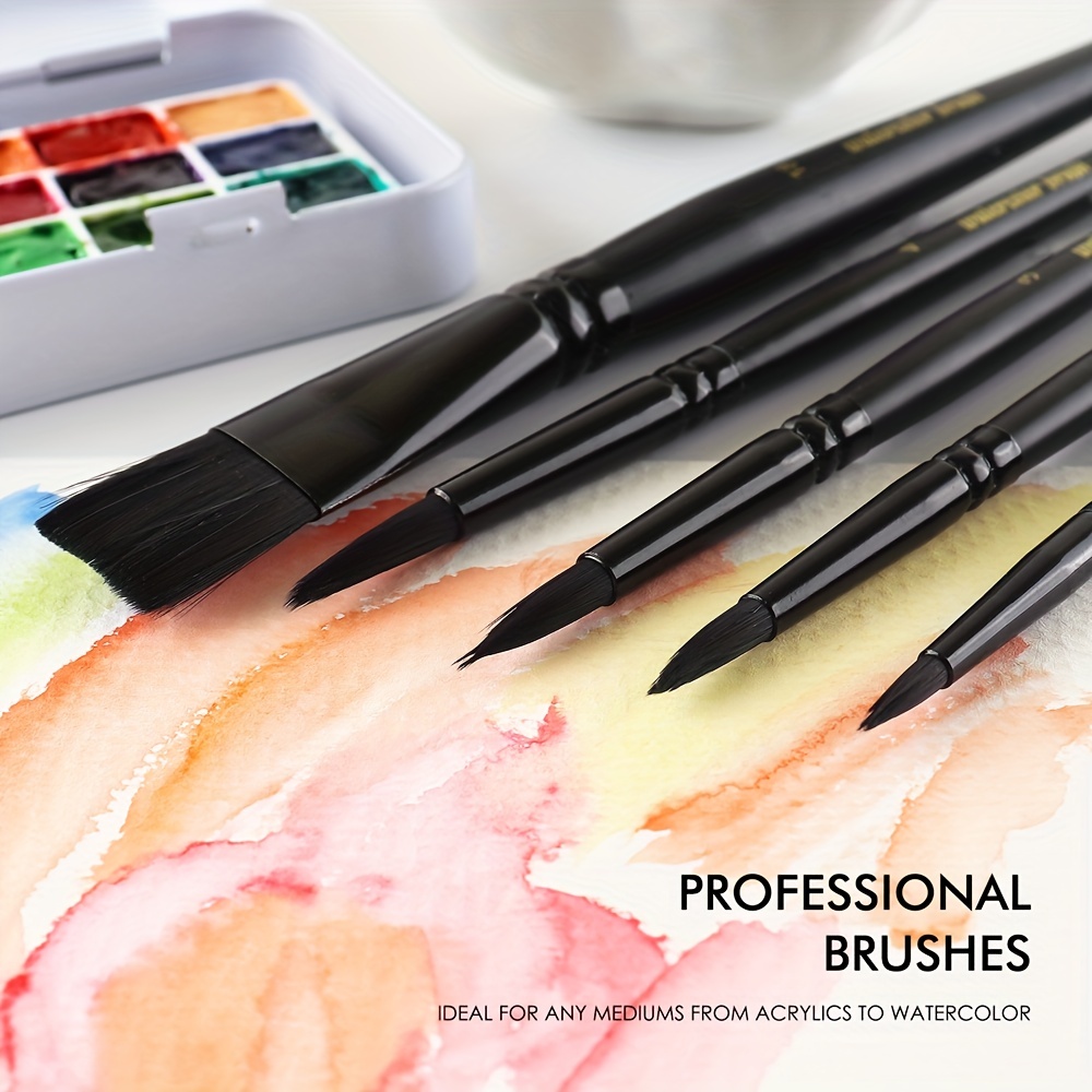 Flat / Round Tip Detailed Watercolor Brushes Pens For - Temu