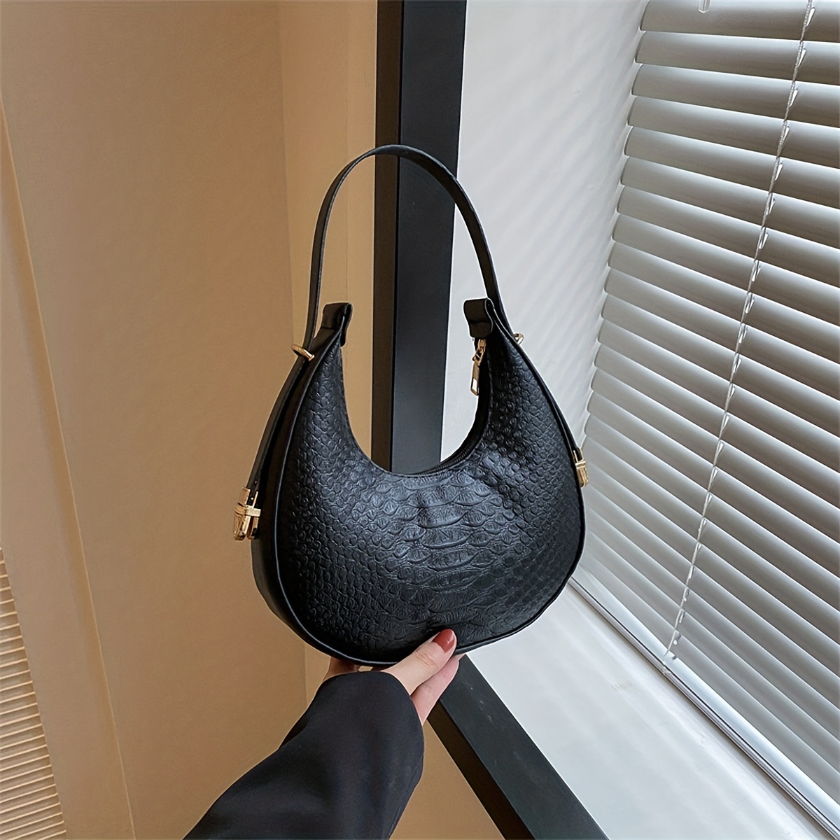 Minimalist Hobo Bag Women's Shoulder Bag, Simple All-match Underarm Bag,  Solid Color Baguette Bag Minimalist Leather Hobo Bag, Women's Shoulder Bag,  Simple All-match Underarm Purses