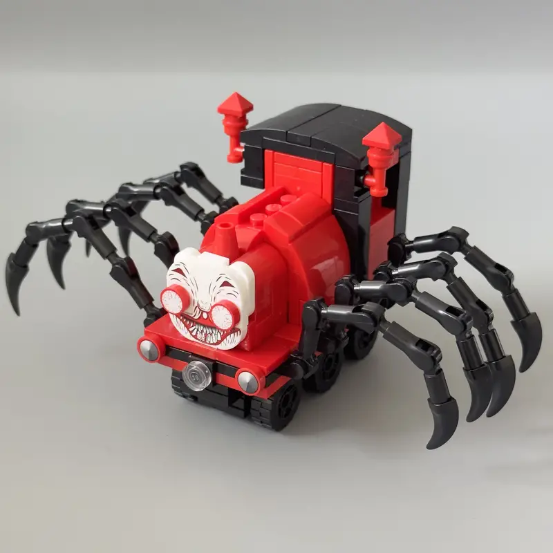 262 pçs/set jogo de terror aranha vermelha trem montagem brinquedo, modelo  de brinquedo educativo infantil, presente, dia das bruxas/dia de ação de