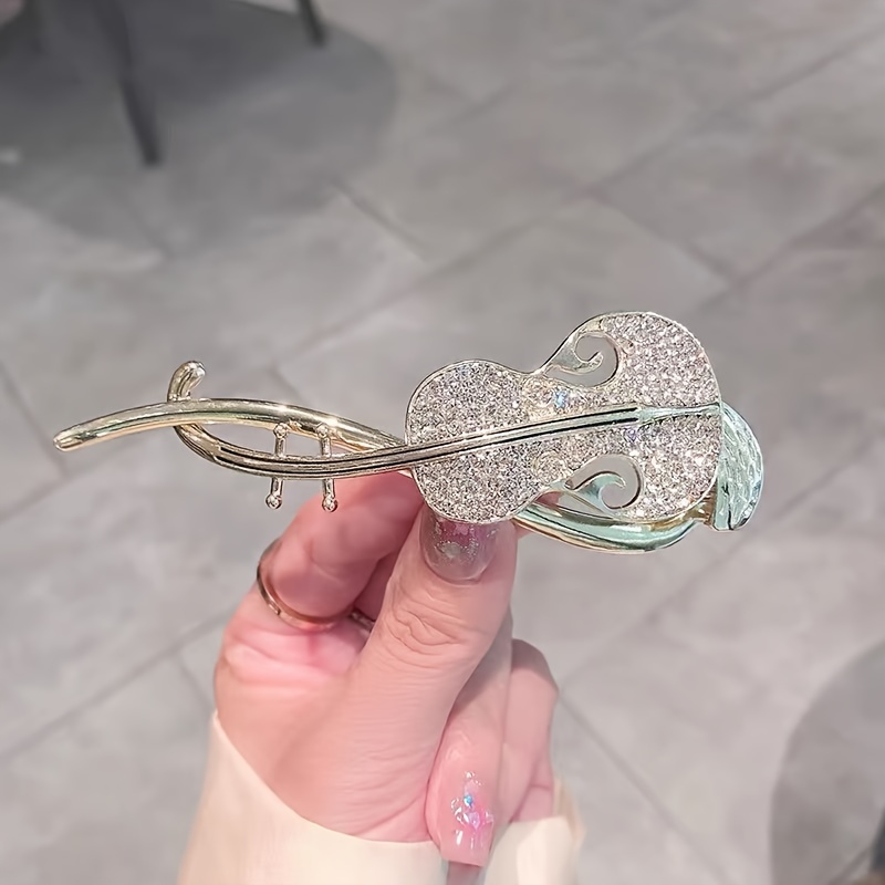 LOUIS VUITTON flower rhinestone hair clip accessory barrette Metal