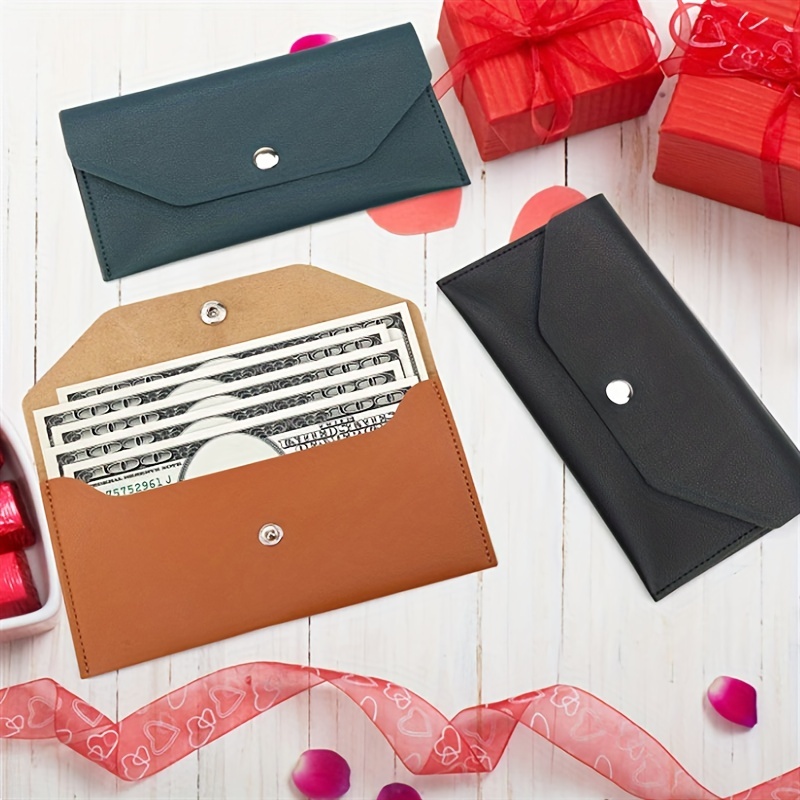

Simple Solid Color Pu Leather Coin Purse Card Holder Wallet, Card Cover Envelope Card Bag, Suitable For Men And Women