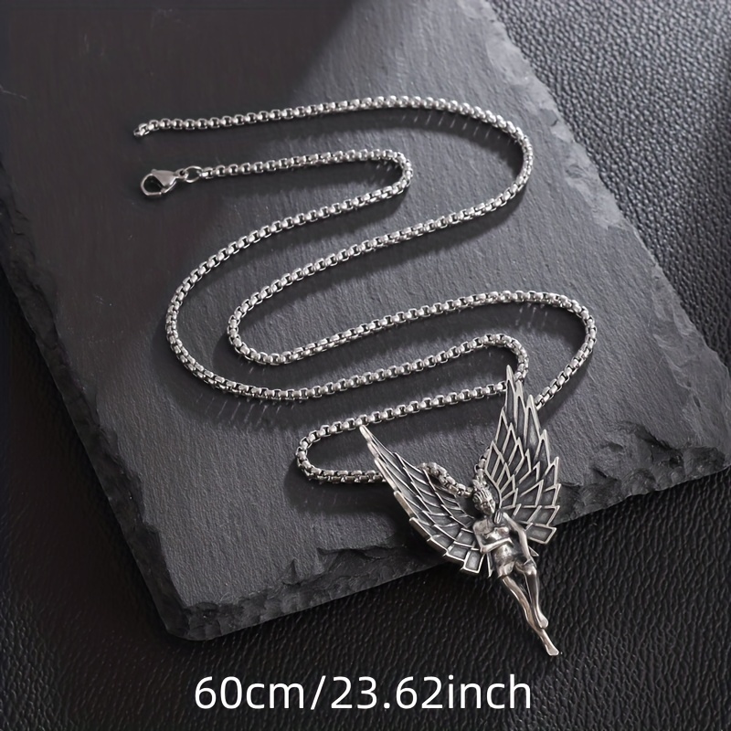 Angel Amulet Necklace, Angel Pendant Necklace Angel Wings Amulet, Seraphim  Pray Pendant, for Men and Women