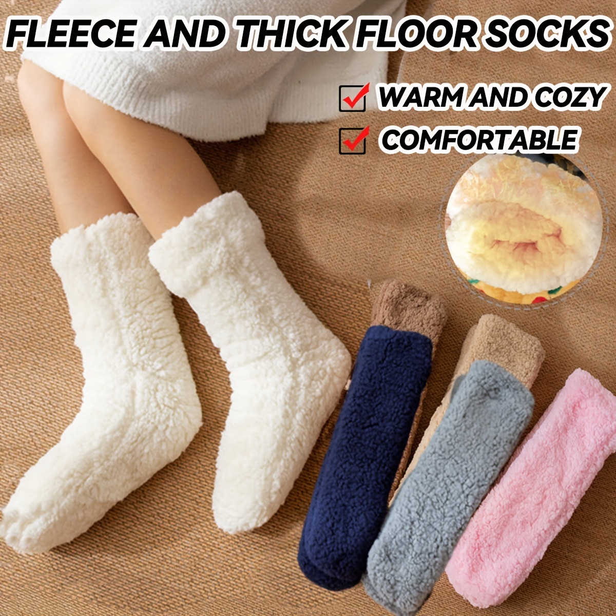 Women's Winter Floor Socks Grips Super Soft Cozy Fuzzy - Temu