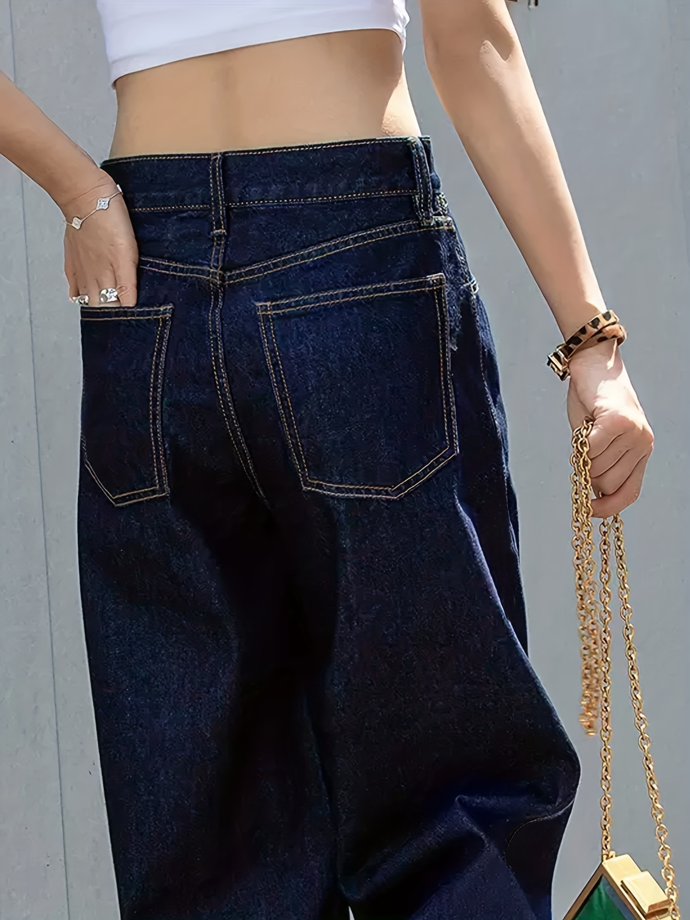 Straight Wide Leg Vintage 90s Jeans, Women High Waist Loose Wash Denim  Trousers, Y2k Baggy Casual Comfy Streetwear Jeans - Temu