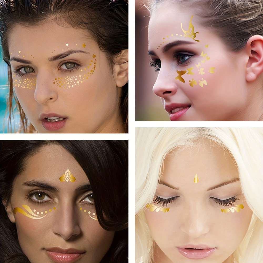 1pc Karneval Make up Party Gold Gesicht Temporäre Tattoo - Temu Austria