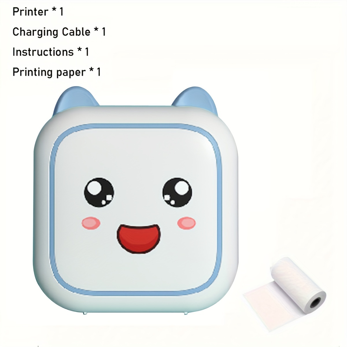 Portable Mini Thermal Printer Bluetooth Mobile Phone Photo Printer Built-In  Battery USB Charging with 1 Roll of Printing Paper