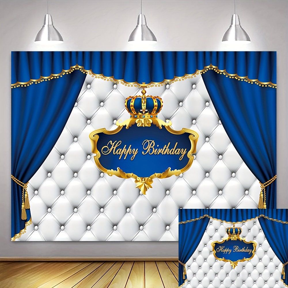 Décoration pour gâteau Bleu Royal Happy Birthday