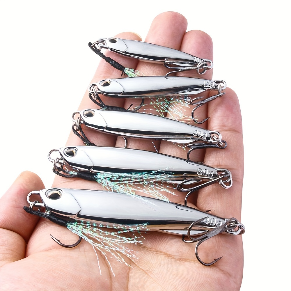 Metal Cast Jig Spoon Black Minnow Lure With Hook 10g To 40g Sizes