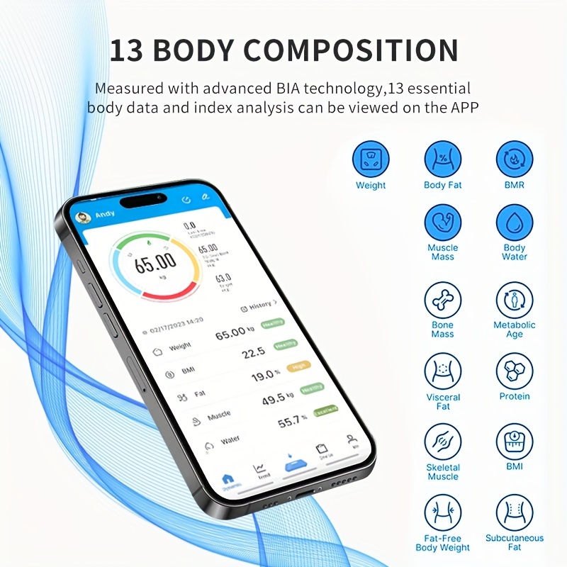1pc Smart Digital Body Weight & Fat Scale, Bathroom Smart Weight Machine,  Body Fat Analyzer With Mobile App
