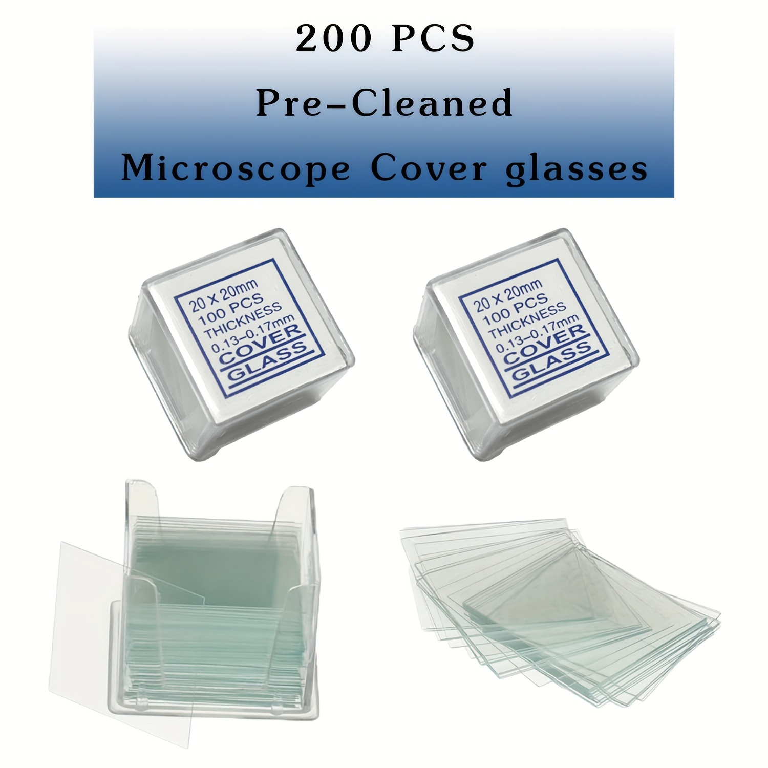  BOJACK 100 portaobjetos de microscopio prelimpiados con borde  de tierra y 200 vasos de cubierta de microscopio prelimpiados con 4  cuentagotas de plástico : Industrial y Científico