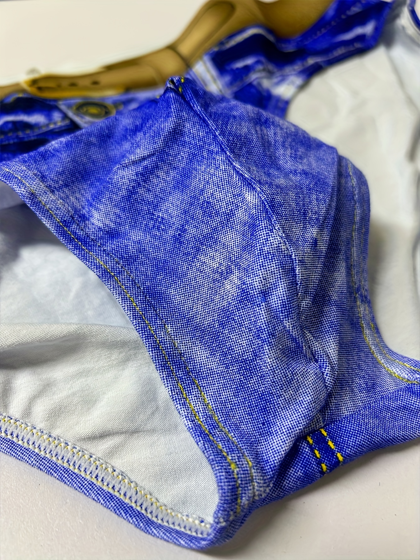 Men's Denim Printed Underwear Cotton Briefs Bag Sexy Fashion Soft  Comfortable Large Track Legion